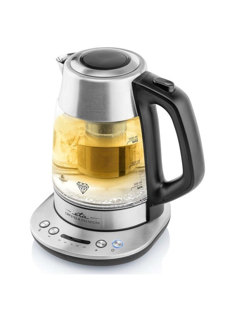 ETA | Kettle | Crystela Premium ETA915390000 | Electric | 2200 W | 1.5 L | Glass | 360° rotational base | Stainless steel/Glass ETA | Kettle | Crystela Premium ETA915390000 | Electric | 2200 W | 1.5 L | Glass | 360° rotational base | Stainless steel/Glass