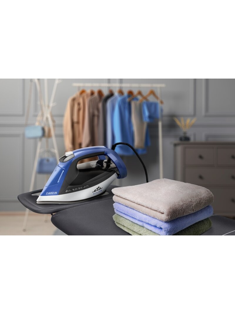 ETA Steam Iron | ETA227690000 Chloe | Steam Iron | 2600 W | Water tank capacity 350 ml | Continuous steam 40 g/min | Silver/Blue 6 ETA Steam Iron | ETA227690000 Chloe | Steam Iron | 2600 W | Water tank capacity 350 ml | Continuous steam 40 g/min | Silver/Blue 6
