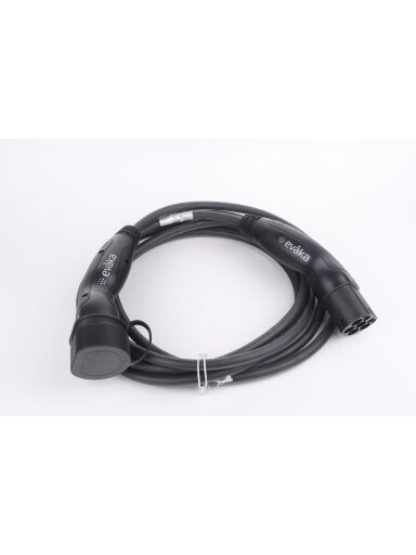 Evaka EV Charging Cable Type 2-Type 2, 22 kW, 32 A, 5 x 6 mm2, 1 x 0.5 mm2, 5 m | ITGAM3871 | Black