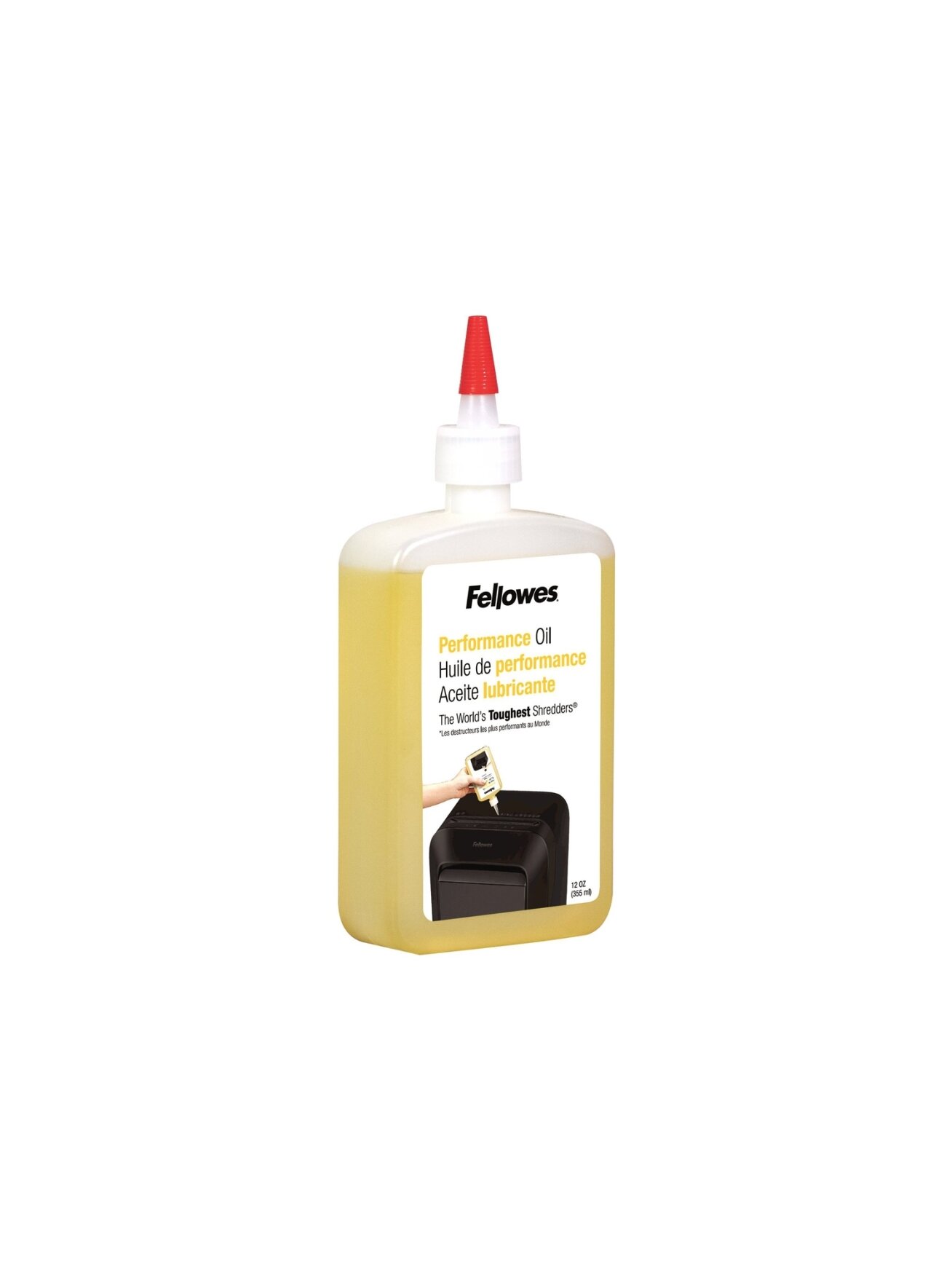 Fellowes | Shredder Oil 355 ml | For use with all Fellowes cross-cut and micro-cut shredders. Oil shredder each time wastebasket is emptied or a minimum of twice a month. Plastic squeeze bottle with extended nozzle ensures complete coverage 2