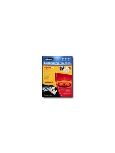 Fellowes | Laminating Pouch - 65x95mm | Glossy | Ideal for identity cards, credit cards, business cards and visitor cards; Capture 125 Micron thickness - providing an advanced level of document protection; Pack size of 100; Compatible with all laminator b Fellowes | Laminating Pouch - 65x95mm | Glossy | Ideal for identity cards, credit cards, business cards and visitor cards; Capture 125 Micron thickness - providing an advanced level of document protection; Pack size of 100; Compatible with all laminator b