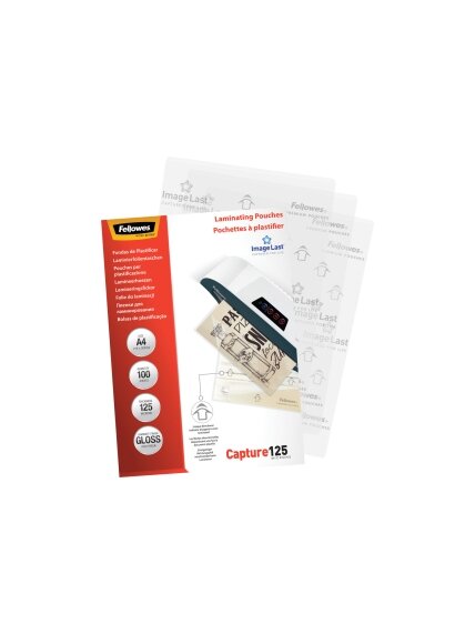 Fellowes | Laminating Pouch PREMIUM | A4 | Glossy | Thickness: 125 micron, Qty Per Pack: 100 pcs; Ideal for notices, craft materials, signage and frequently handled documents; Compatible with all laminator brands 2