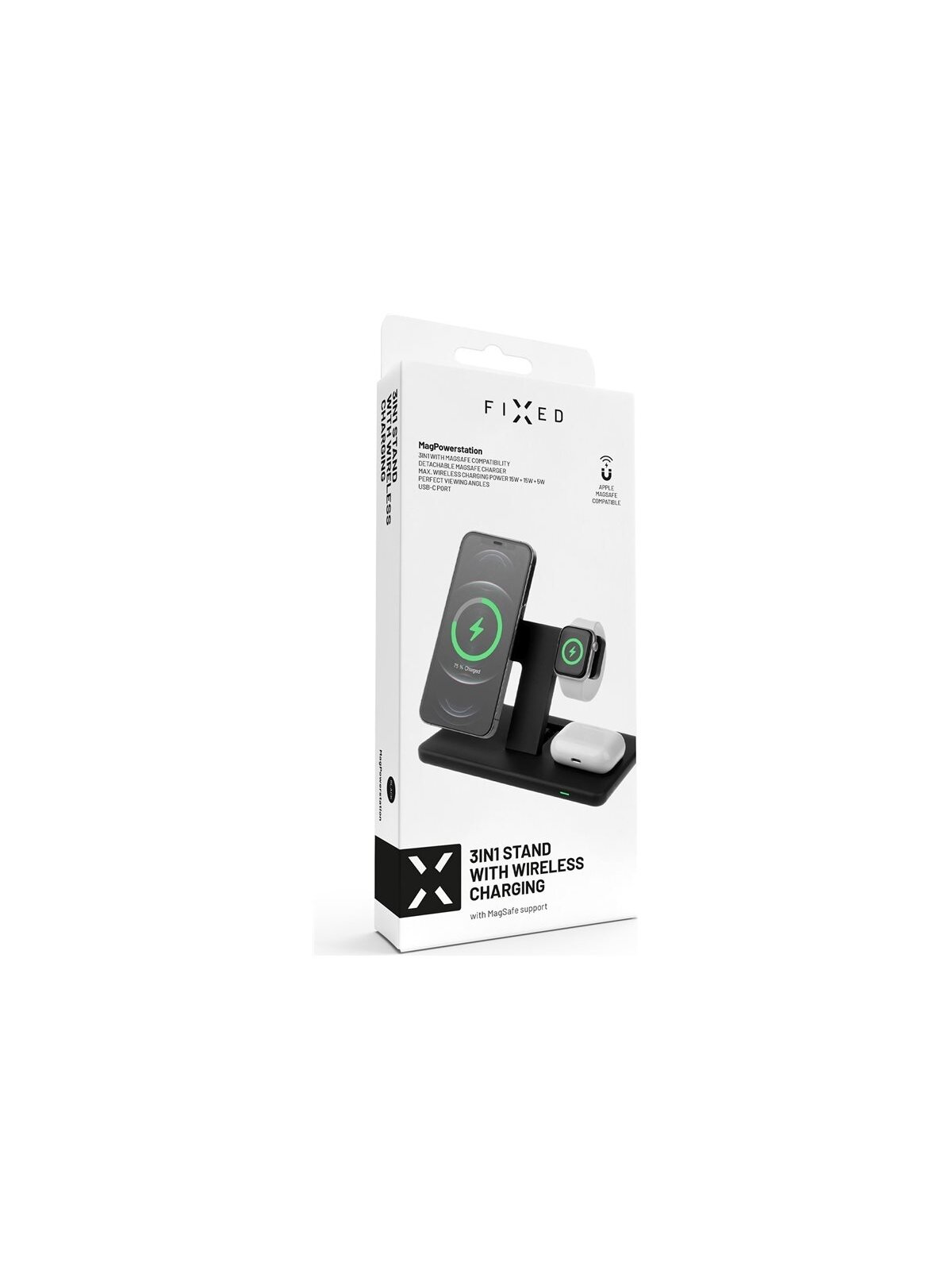 Fixed | MagPowerstation 3-in-1 wireless charging stand with MagSafe mount support | FIXMPOS-BK | Black 7