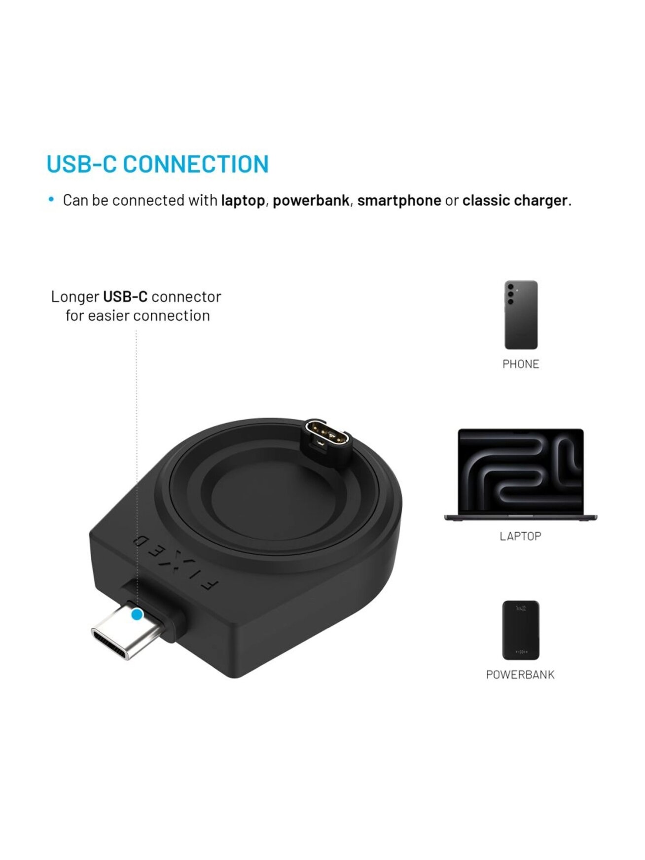 Fixed | Charging USB-C adapter FIXED for smartwatch Garmin Fenix ​​5/6/7/7X/8, Epix, Venu 2/3/3S, Vívoactive 3/4/5 2