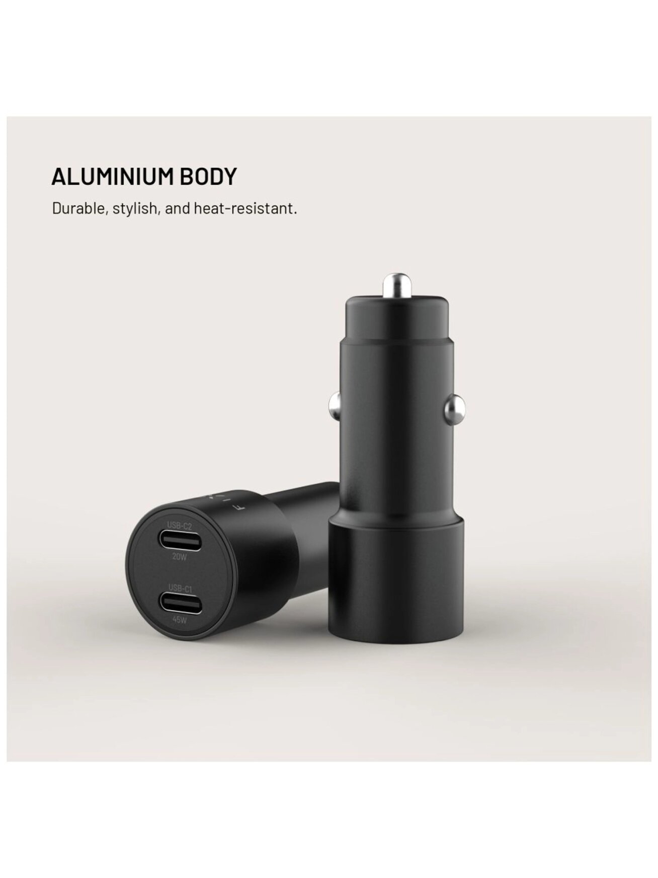 Fixed Dual USB-C Car Charger, 65W, PD 3.0 5 Fixed Dual USB-C Car Charger, 65W, PD 3.0 5