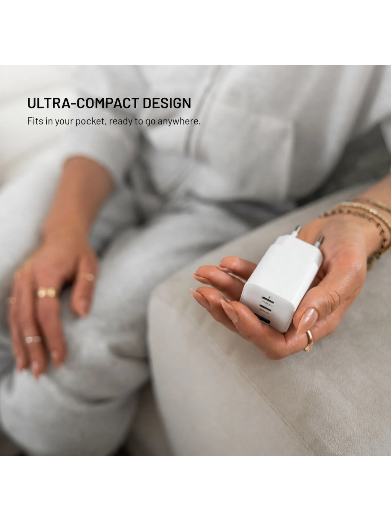 Fixed GaN Network Charger Mini with 2xUSB-C and USB output, PD support, 100 W, white | FIXCG100M-2C1A-WH 4