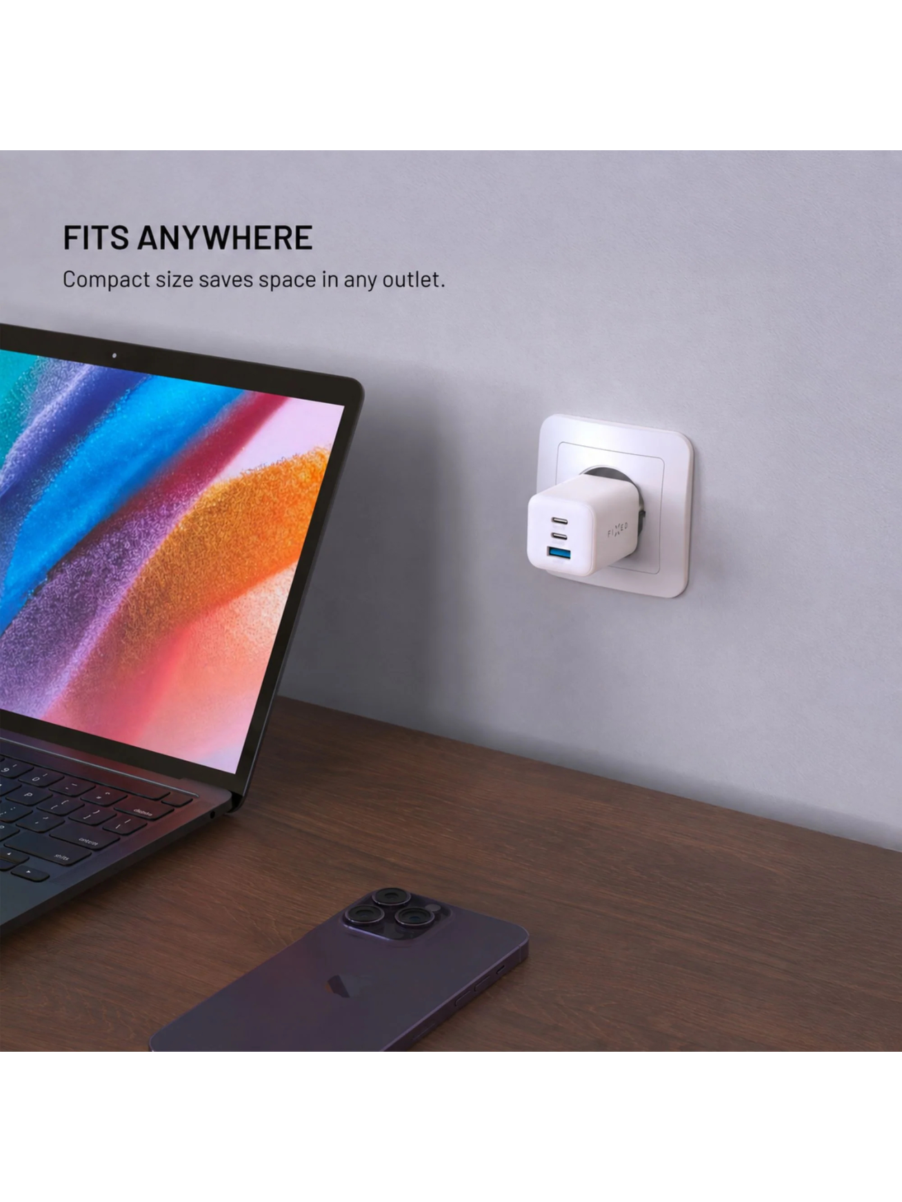 Fixed GaN Network Charger Mini with 2xUSB-C and USB output, PD support, 100 W, white | FIXCG100M-2C1A-WH 6