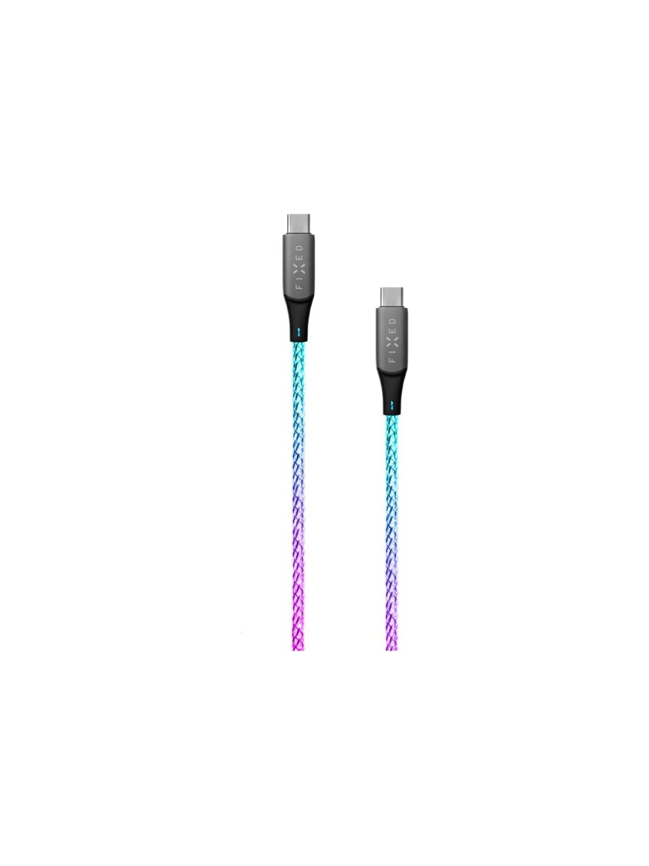 Fixed | Glowing Charging Cable USB-C/USB-C, PD support, Rainbow | FIXDLED-CC-RA