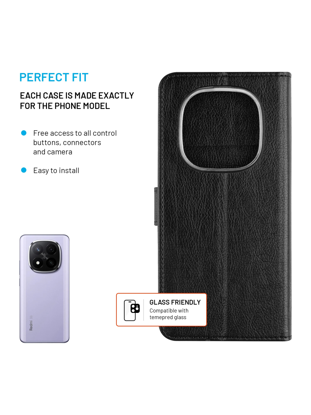 Fixed Opus | Book Case | Xiaomi | Redmi Note 15 Pro 4G | Synthetic leather | Black 6