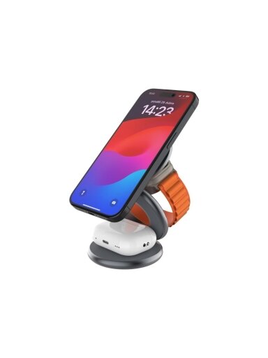 Fixed MagPowerstation Round 3-in-1 foldable wireless charger with MagSafe support | Gray