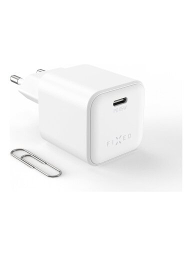 Fixed Mini GaN power adapter with USB-C output and PD support, 65W