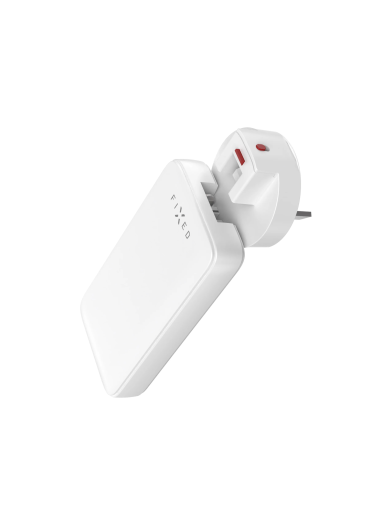 Fixed Slim Traveller 2xUSB-C Travel Charger with world adapters, GaN, 45W | White