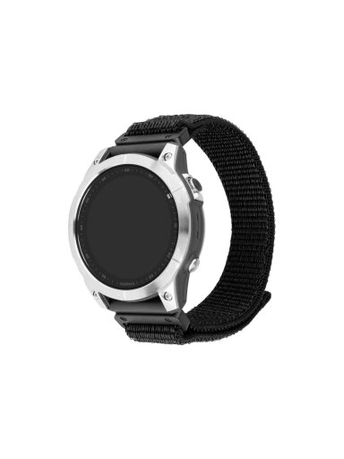 Fixed | Sporty Strap for Garmin QuickFit 22mm | 160-210 mm | Black | Nylon Fixed | Sporty Strap for Garmin QuickFit 22mm | 160-210 mm | Black | Nylon