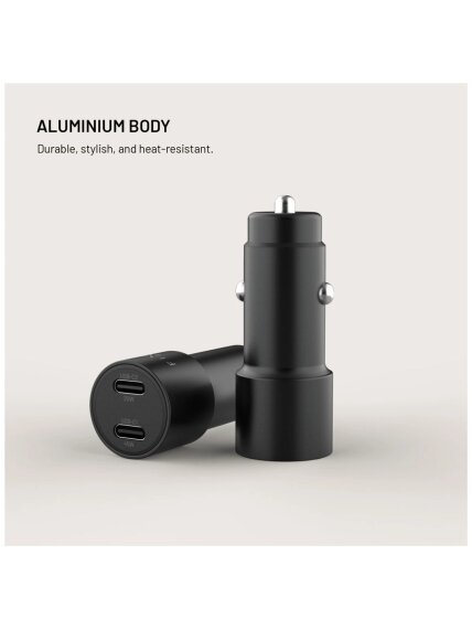 Fixed Dual USB-C Car Charger, 65W, PD 3.0 5 Fixed Dual USB-C Car Charger, 65W, PD 3.0 5