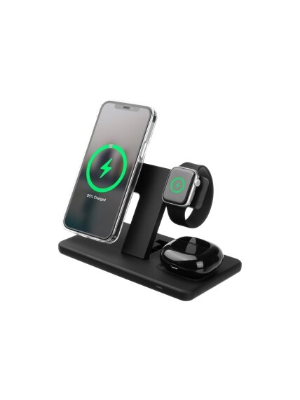 Fixed | MagPowerstation 3-in-1 wireless charging stand with MagSafe mount support | FIXMPOS-BK | Black 1