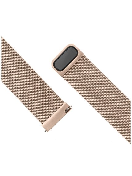 Fixed | Mesh Strap with Quick Release, 18mm, Stainless Steel Mesh Strap for Smartwatch | Gold 1