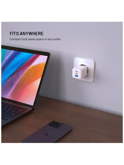 Fixed Mini 2x USB-C and USB GaN Charger 65W 6