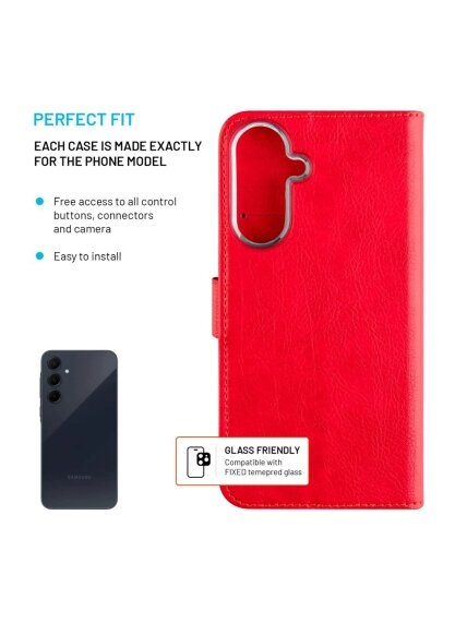 Fixed Opus | Book Case | Samsung | Galaxy A36 5G/A56 5G | Leather | Red 1 Fixed Opus | Book Case | Samsung | Galaxy A36 5G/A56 5G | Leather | Red 1