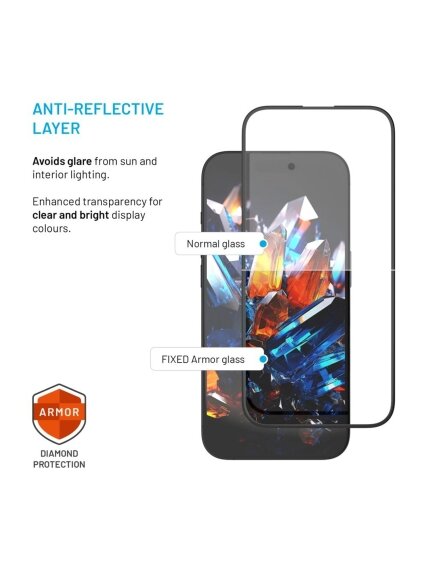 Fixed Screen protector | Apple | iPhone 17 Pro Max | Tempered glass | Black | Armor with Anti-dust applicator and AR layer 4 Fixed Screen protector | Apple | iPhone 17 Pro Max | Tempered glass | Black | Armor with Anti-dust applicator and AR layer 4