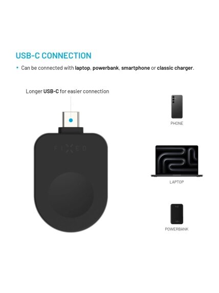 Fixed USB-C Charging Adapter for Apple Watch compatible with Powerstation Uni, Black 2 Fixed USB-C Charging Adapter for Apple Watch compatible with Powerstation Uni, Black 2