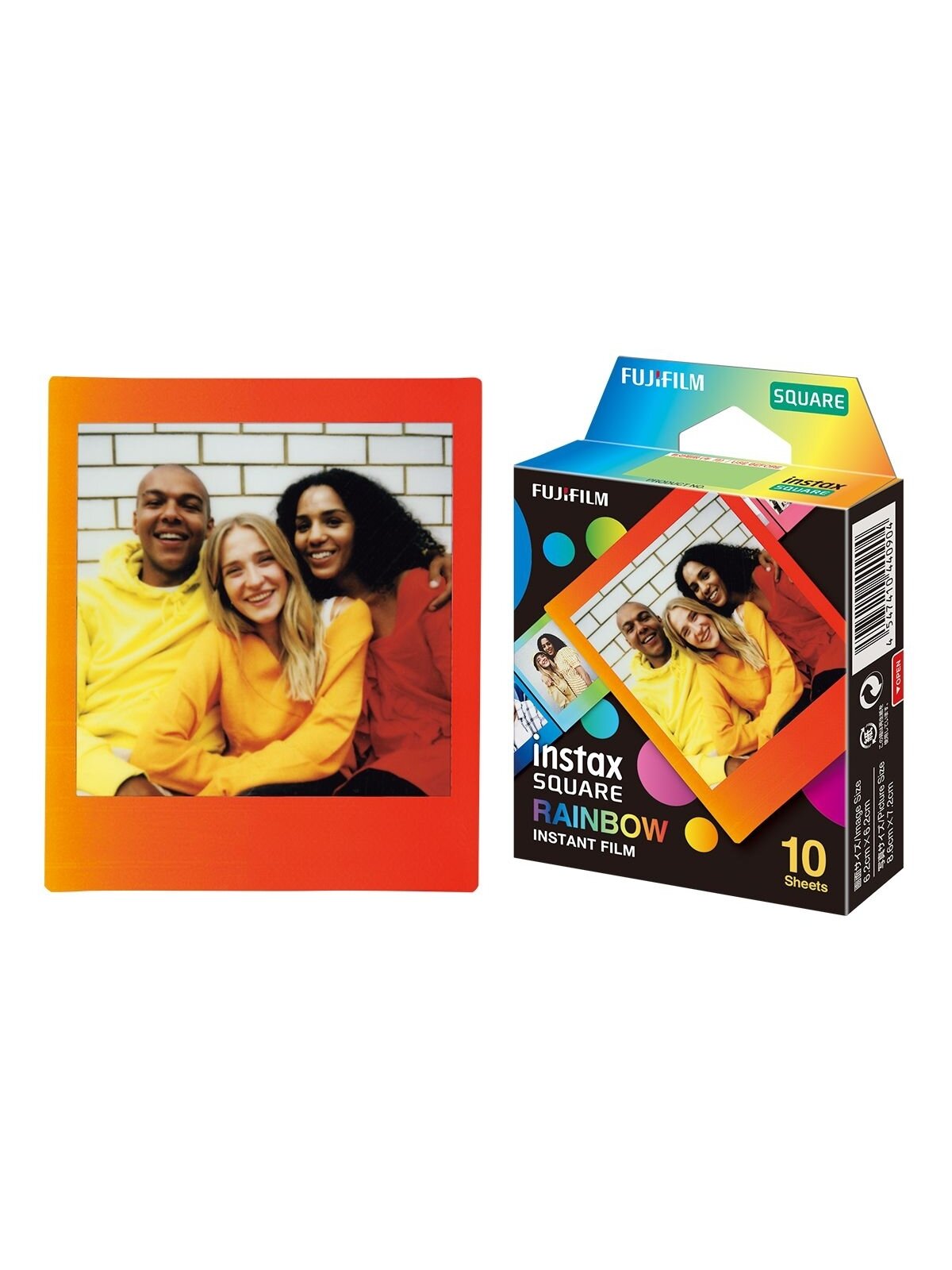 Fujifilm | Instax Square Rainbow (10) Instant Film | 72 x 86 mm | 2.4 x 2.4" Image Area; 3.4 x 2.8" Print Size | Quantity 10 1 Fujifilm | Instax Square Rainbow (10) Instant Film | 72 x 86 mm | 2.4 x 2.4" Image Area; 3.4 x 2.8" Print Size | Quantity 10 1
