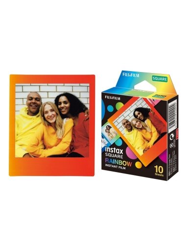 Fujifilm | Instax Square Rainbow (10) Instant Film | 72 x 86 mm | 2.4 x 2.4" Image Area; 3.4 x 2.8" Print Size | Quantity 10