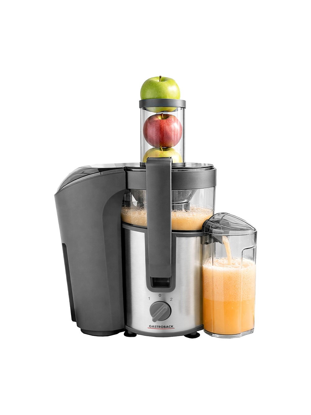 Gastroback Vital Juicer Plus | 40116 | Type Centrifugal juicer | Silver/Black | 800 W | Extra large fruit input | Number of speeds 2 1 Gastroback Vital Juicer Plus | 40116 | Type Centrifugal juicer | Silver/Black | 800 W | Extra large fruit input | Number of speeds 2 1