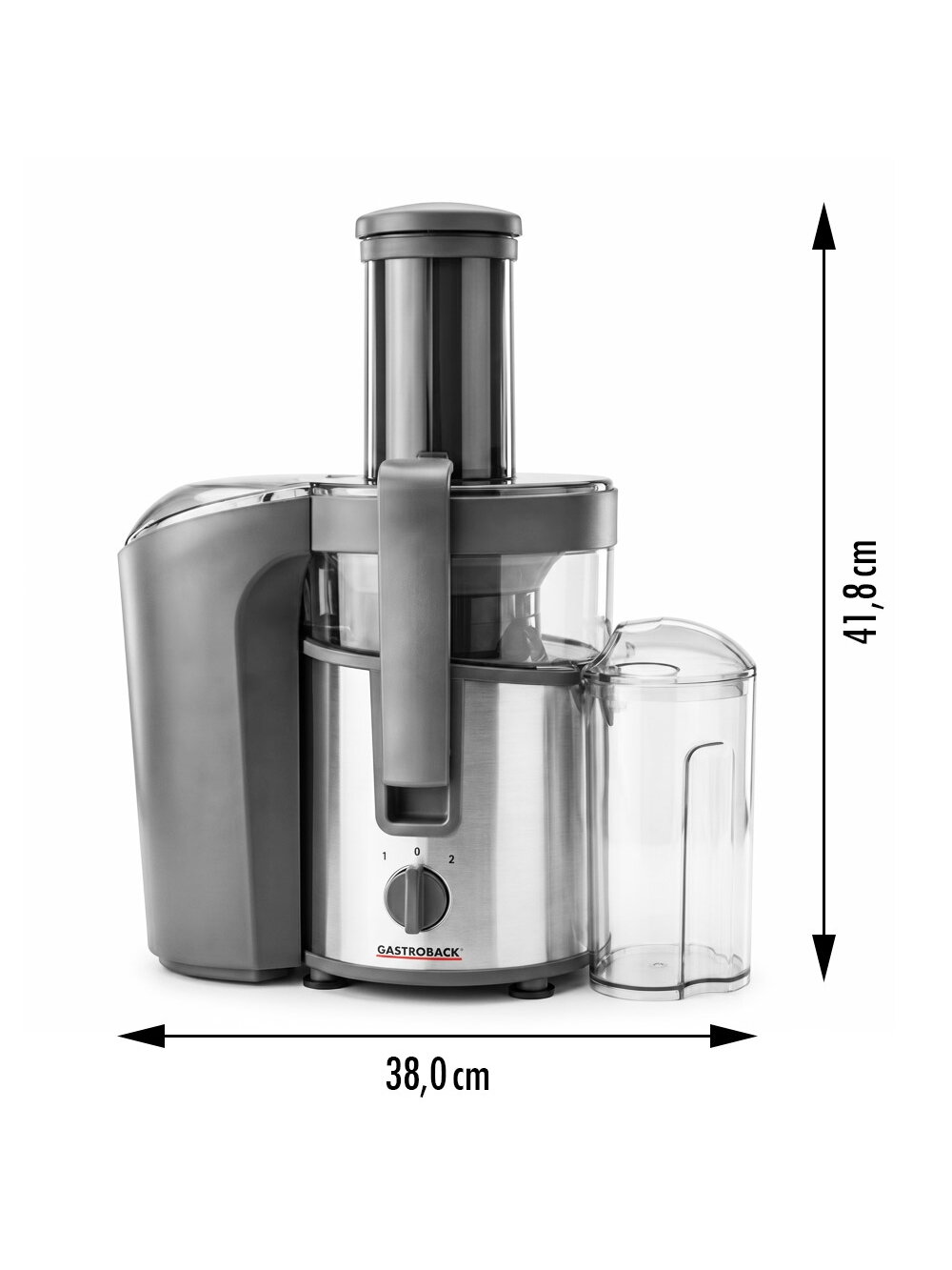 Gastroback Vital Juicer Plus | 40116 | Type Centrifugal juicer | Silver/Black | 800 W | Extra large fruit input | Number of speeds 2 3