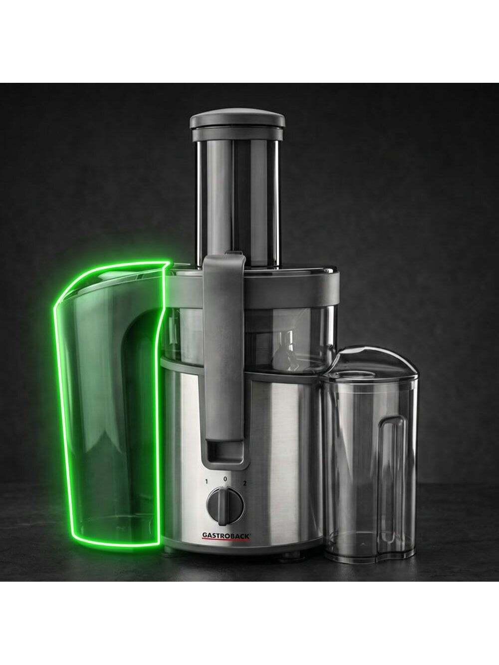 Gastroback Vital Juicer Plus | 40116 | Type Centrifugal juicer | Silver/Black | 800 W | Extra large fruit input | Number of speeds 2 8 Gastroback Vital Juicer Plus | 40116 | Type Centrifugal juicer | Silver/Black | 800 W | Extra large fruit input | Number of speeds 2 8