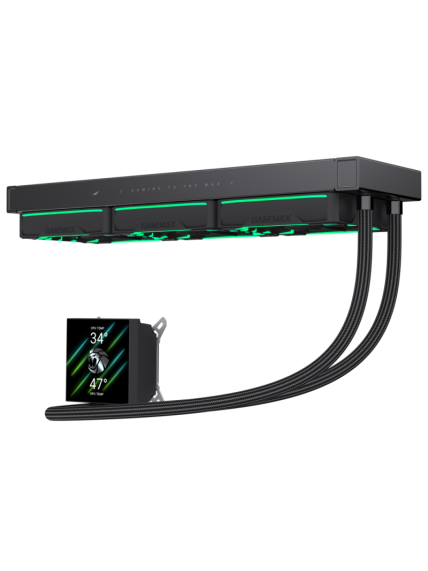 Gamemax CPU Liquid Cooler | HAILSTORM 360 LCD BK | Black 2 Gamemax CPU Liquid Cooler | HAILSTORM 360 LCD BK | Black 2
