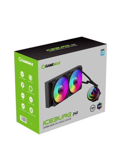 Gamemax CPU Liquid Cooler | ICEBURG 240 INFINITY | Black 3 Gamemax CPU Liquid Cooler | ICEBURG 240 INFINITY | Black 3