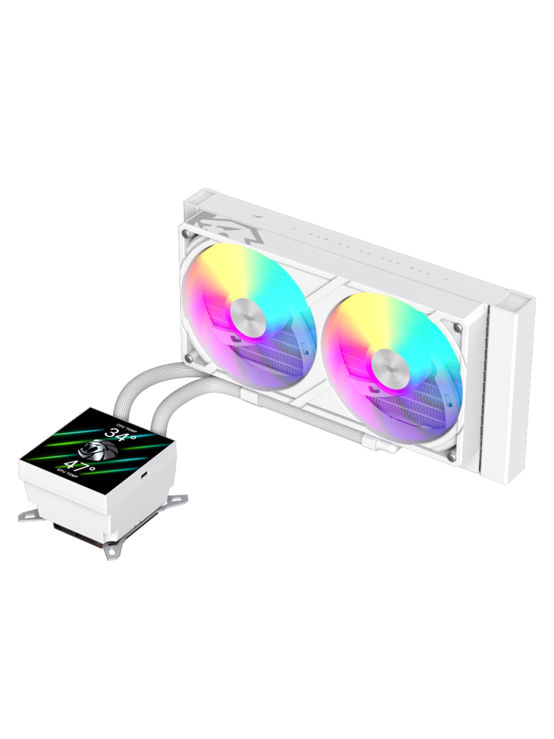 Gamemax CPU Liquid Cooler | GLACIER 240 LCD WH | White 1 Gamemax CPU Liquid Cooler | GLACIER 240 LCD WH | White 1
