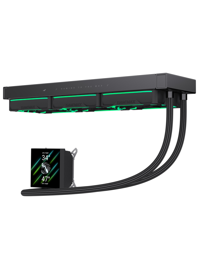 Gamemax CPU Liquid Cooler | HAILSTORM 360 LCD BK | Black 2 Gamemax CPU Liquid Cooler | HAILSTORM 360 LCD BK | Black 2