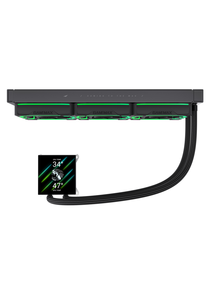 Gamemax CPU Liquid Cooler | HAILSTORM 360 LCD BK | Black 3 Gamemax CPU Liquid Cooler | HAILSTORM 360 LCD BK | Black 3