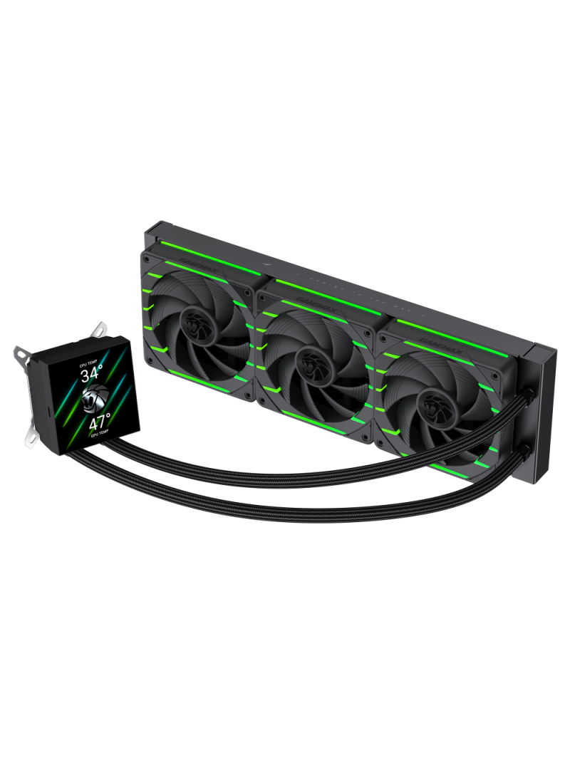 Gamemax CPU Liquid Cooler | HAILSTORM 360 LCD BK | Black 1 Gamemax CPU Liquid Cooler | HAILSTORM 360 LCD BK | Black 1
