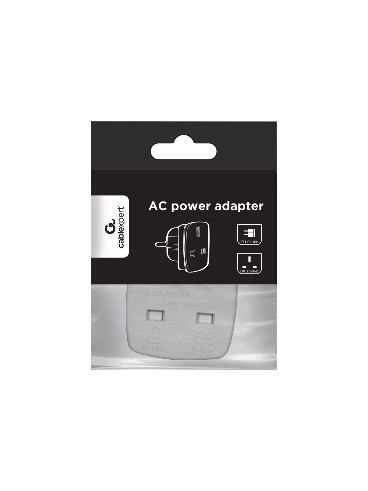 Gembird | AC power adapter, UK socket to EU Schuko plug, 7.5 A | Travel adapter 2