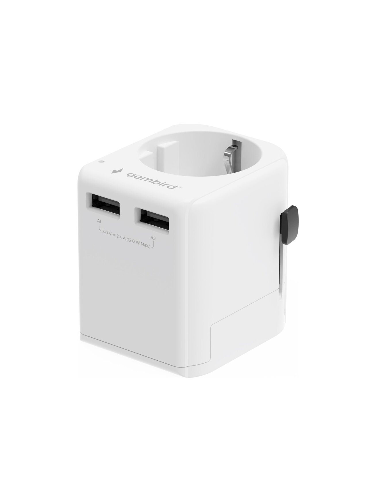 Gembird EU to Universal travel power adapter, 12W | TPA-EU2A12-01-W | 5 V Gembird EU to Universal travel power adapter, 12W | TPA-EU2A12-01-W | 5 V