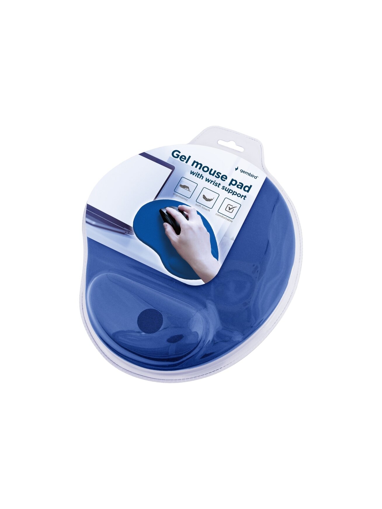 Gembird | MP-GEL-B Gel mouse pad with wrist support, blue | Gel mouse pad | Blue 2 Gembird | MP-GEL-B Gel mouse pad with wrist support, blue | Gel mouse pad | Blue 2