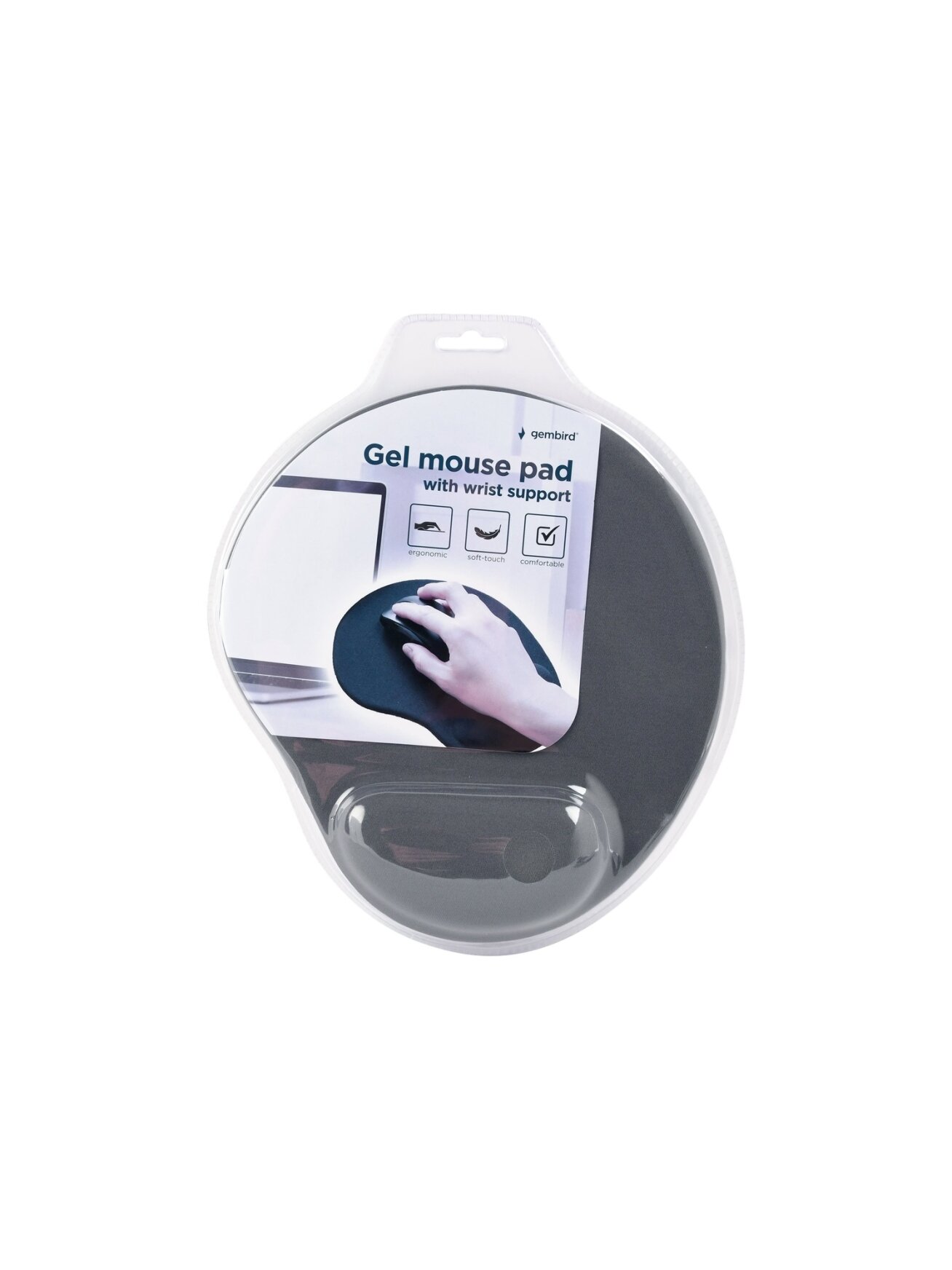 Gembird | MP-GEL-GR Gel mouse pad with wrist support, grey Comfortable | Gel mouse pad | Grey 3