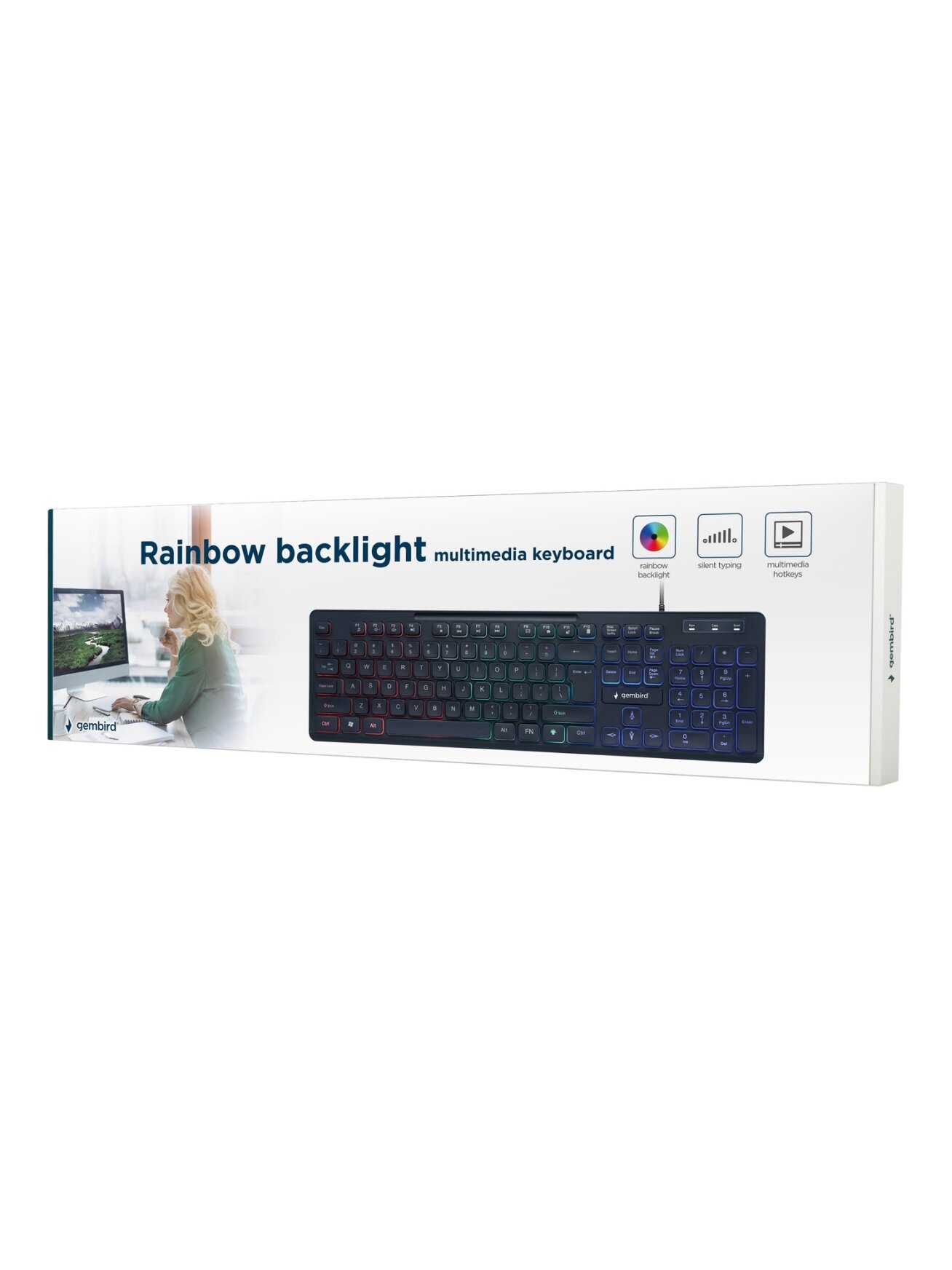 Gembird | "Rainbow" Backlight Multimedia Keyboard | KB-UML-02 | Keyboard | Wired | US | N/A | Black 1
