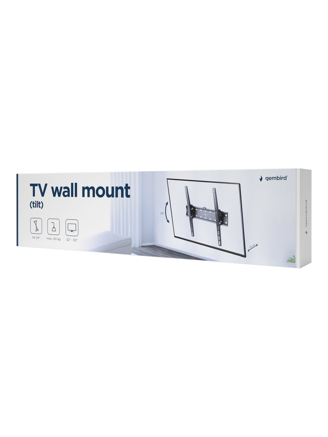Gembird | Wall mount | WM-55T-02 | 32-55 " | Maximum weight (capacity) 40 kg | Black 1 Gembird | Wall mount | WM-55T-02 | 32-55 " | Maximum weight (capacity) 40 kg | Black 1