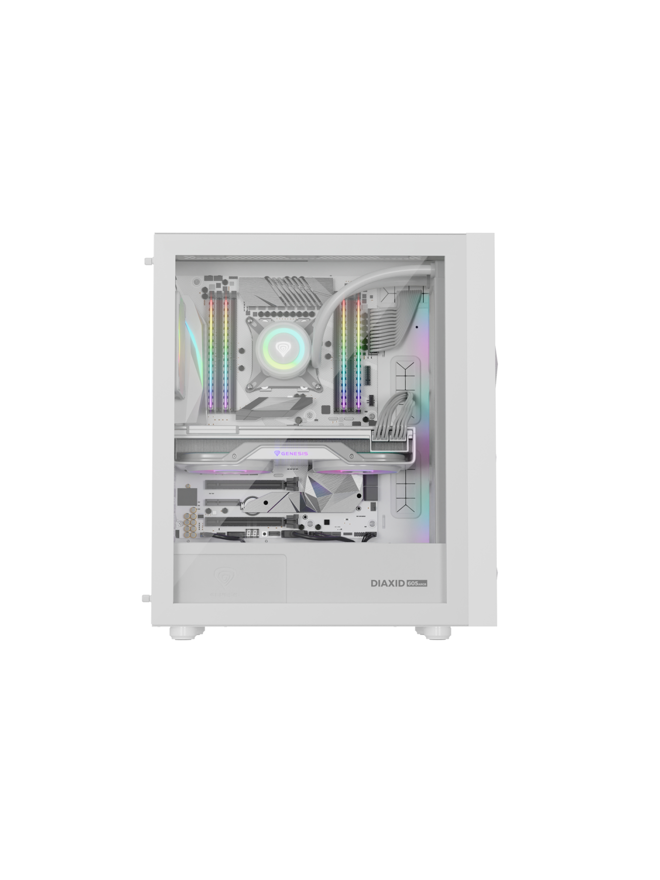 Genesis Gaming PC Case | Diaxid 605 ARGB | White | Midi Tower 12 Genesis Gaming PC Case | Diaxid 605 ARGB | White | Midi Tower 12