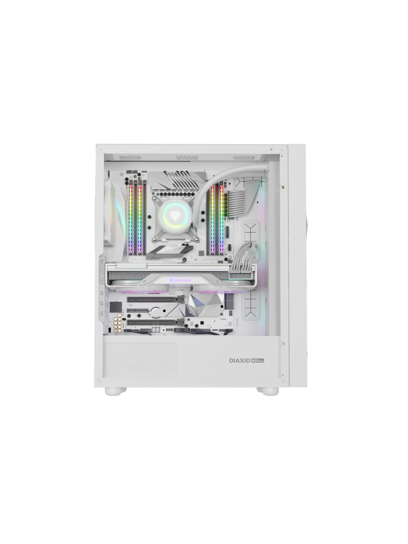 Genesis Gaming PC Case | Diaxid 605 ARGB | White | Midi Tower 13 Genesis Gaming PC Case | Diaxid 605 ARGB | White | Midi Tower 13