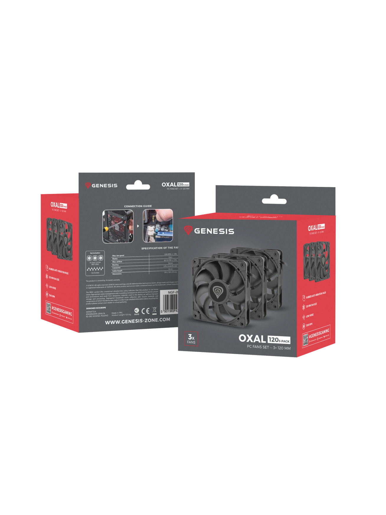 Genesis | Oxal 120 | Black | Case fan 4 Genesis | Oxal 120 | Black | Case fan 4