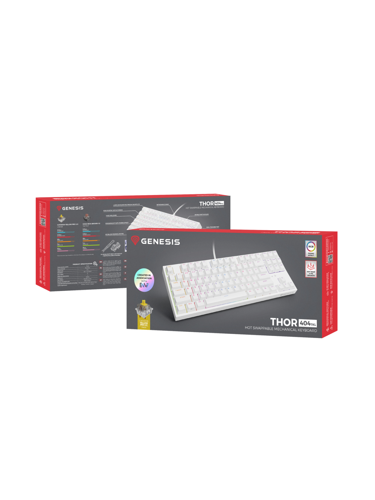 Genesis | THOR 404 TKL | Mechanical Gaming Keyboard | Wired | US | Gateron Yellow Pro | White | RGB 12 Genesis | THOR 404 TKL | Mechanical Gaming Keyboard | Wired | US | Gateron Yellow Pro | White | RGB 12