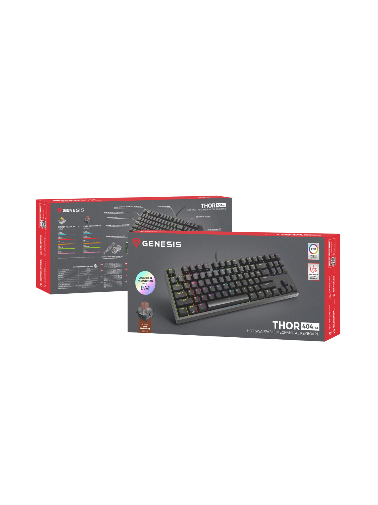 Genesis | THOR 404 TKL | Mechanical Gaming Keyboard | Wired | US | Kailh Box Brown V2 | Black | RGB 13 Genesis | THOR 404 TKL | Mechanical Gaming Keyboard | Wired | US | Kailh Box Brown V2 | Black | RGB 13