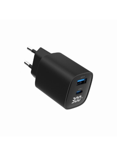 Gembird 2-port 30W USB fast charger, LCD | TA-UC-PDQC30LCD-BK-01 Gembird 2-port 30W USB fast charger, LCD | TA-UC-PDQC30LCD-BK-01
