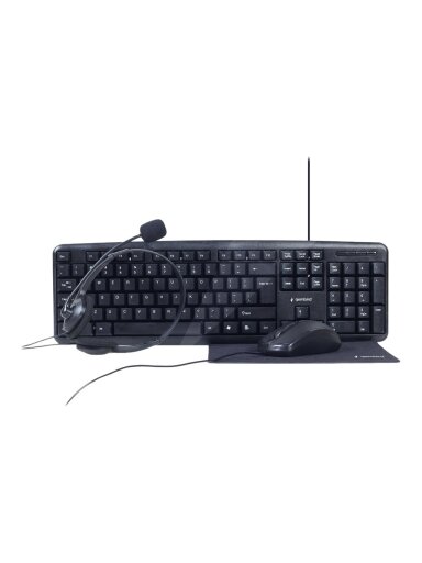 Gembird | 4-in-1 Multimedia office set | KBS-UO4-01 | Keyboard, Mouse, Pad and Headset Set | Wired | Mouse included | US | Black