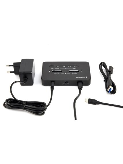 Gembird Desktop dual drive USB Type-C M.2 NVME (and SATA) SSD docking station, Black | DD2-U3M2 3 Gembird Desktop dual drive USB Type-C M.2 NVME (and SATA) SSD docking station, Black | DD2-U3M2 3