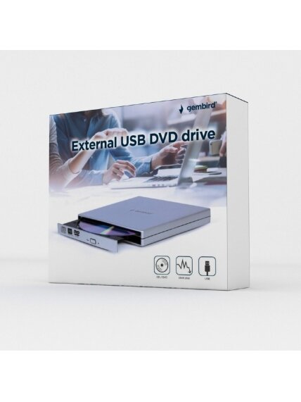 Gembird External USB DVD drive | DVD-USB-021-SV | Interface USB 2.0 | CD/DVD | CD read speed 24 x | CD write speed 24 x | Silver 3